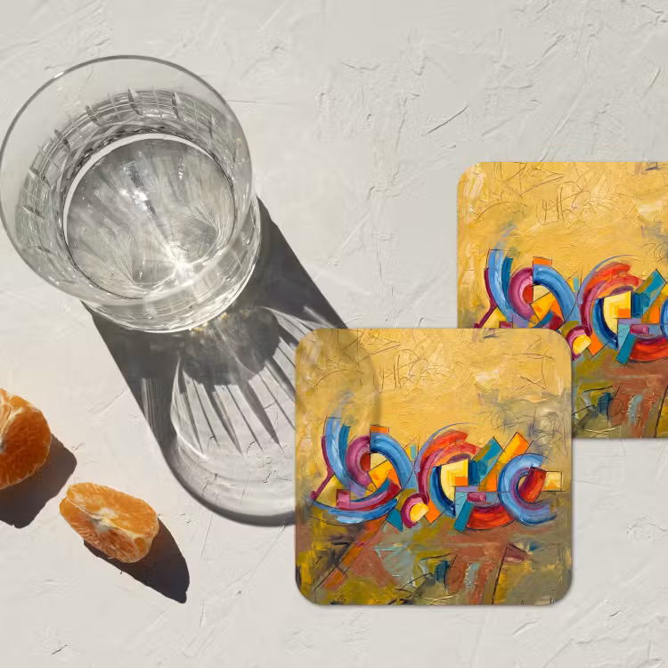 Onderzetter​ - Abstract - Cirkels - Schilderij - Kleurrijk - Dynamisch — 3