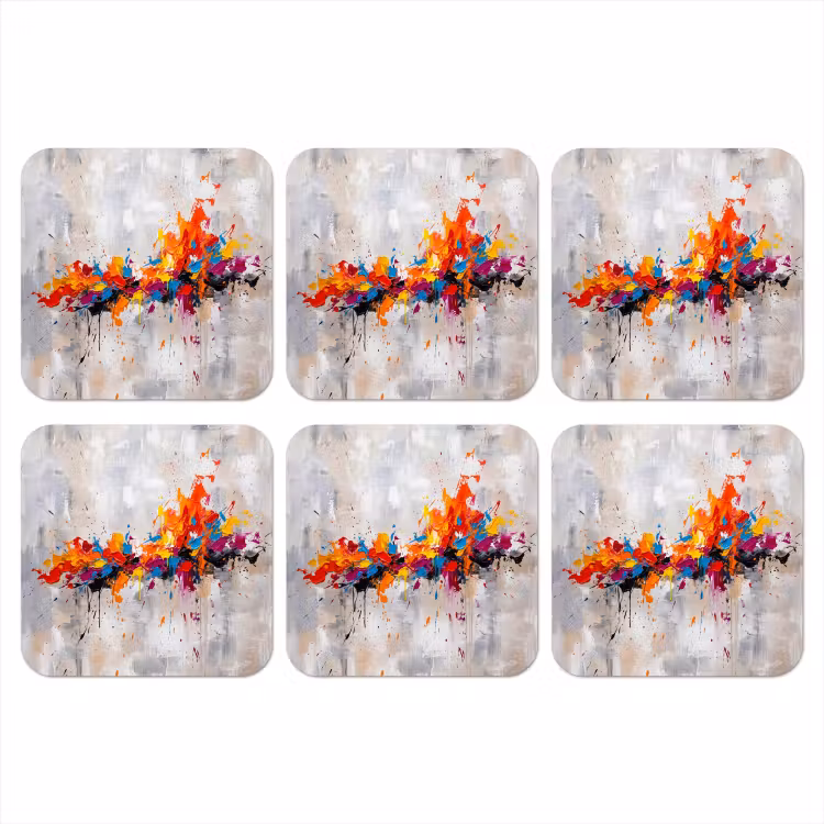 Onderzetter - Abstract - Schilderij - Kleurrijk - Dynamisch — 1