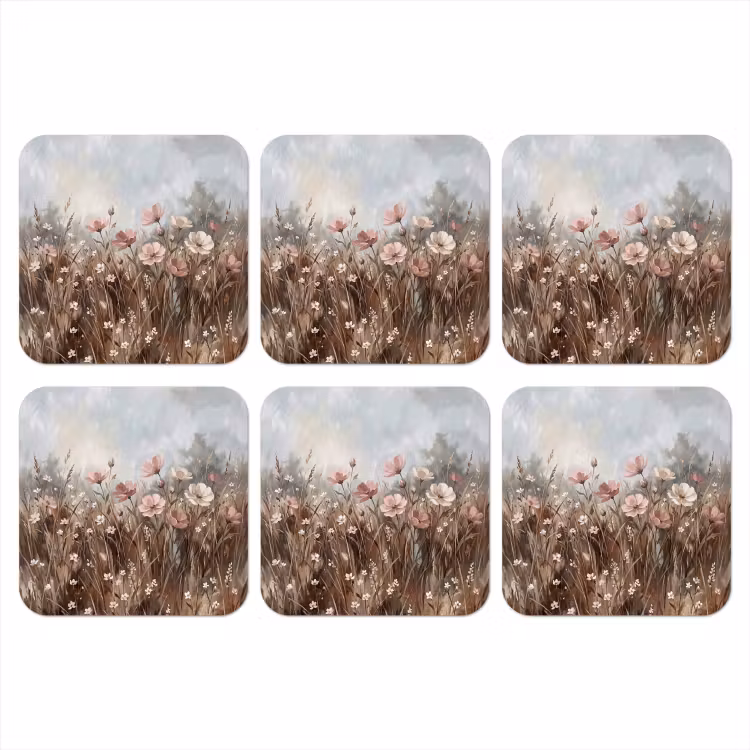 Onderzetter - Bloemen - Botanisch - Schilderij - Pastel - Rustiek — 1