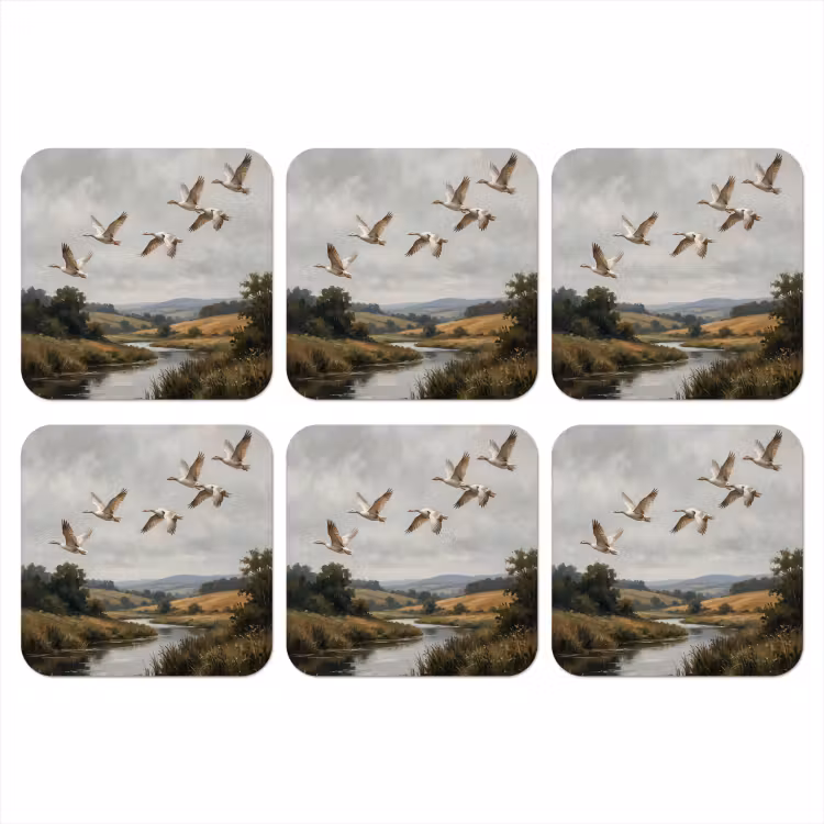 Onderzetter - Eenden - Rivier - Landschap - Vlucht - Nostalgisch — 1