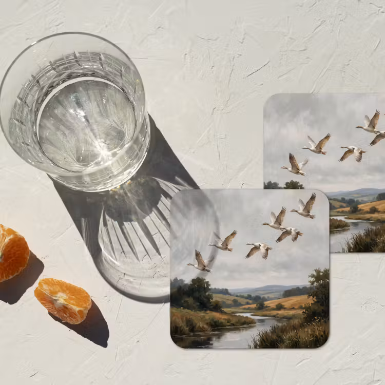 Onderzetter - Eenden - Rivier - Landschap - Vlucht - Nostalgisch — 3