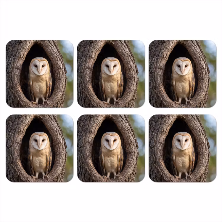 Onderzetter - Kerkuil - Boom - Natuur - Bruin — 1