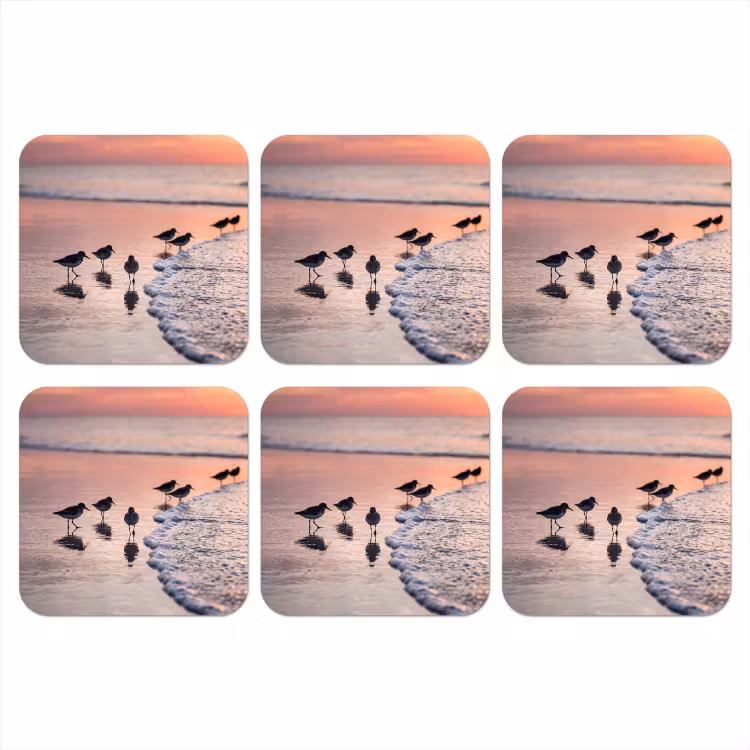 Onderzetter - Meeuwen - Strand - Zee - Roze — 1