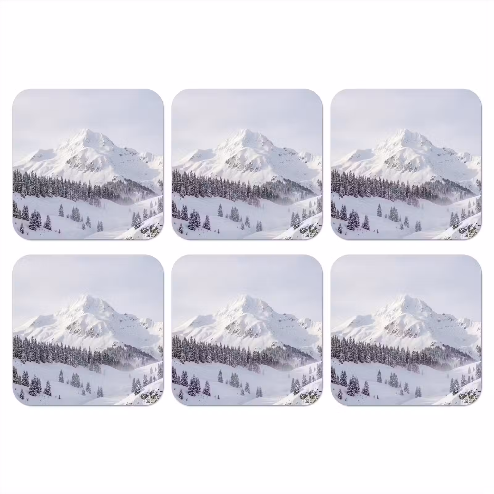 Onderzetter - Berg - Sneeuw - Winter - Natuur - Wit — 1