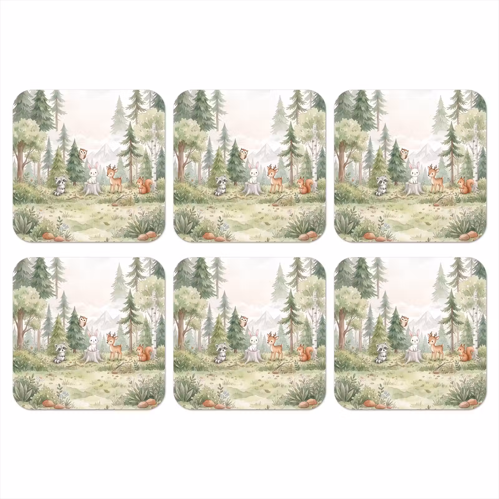 Onderzetter - Bos - Dieren - Groen — 1