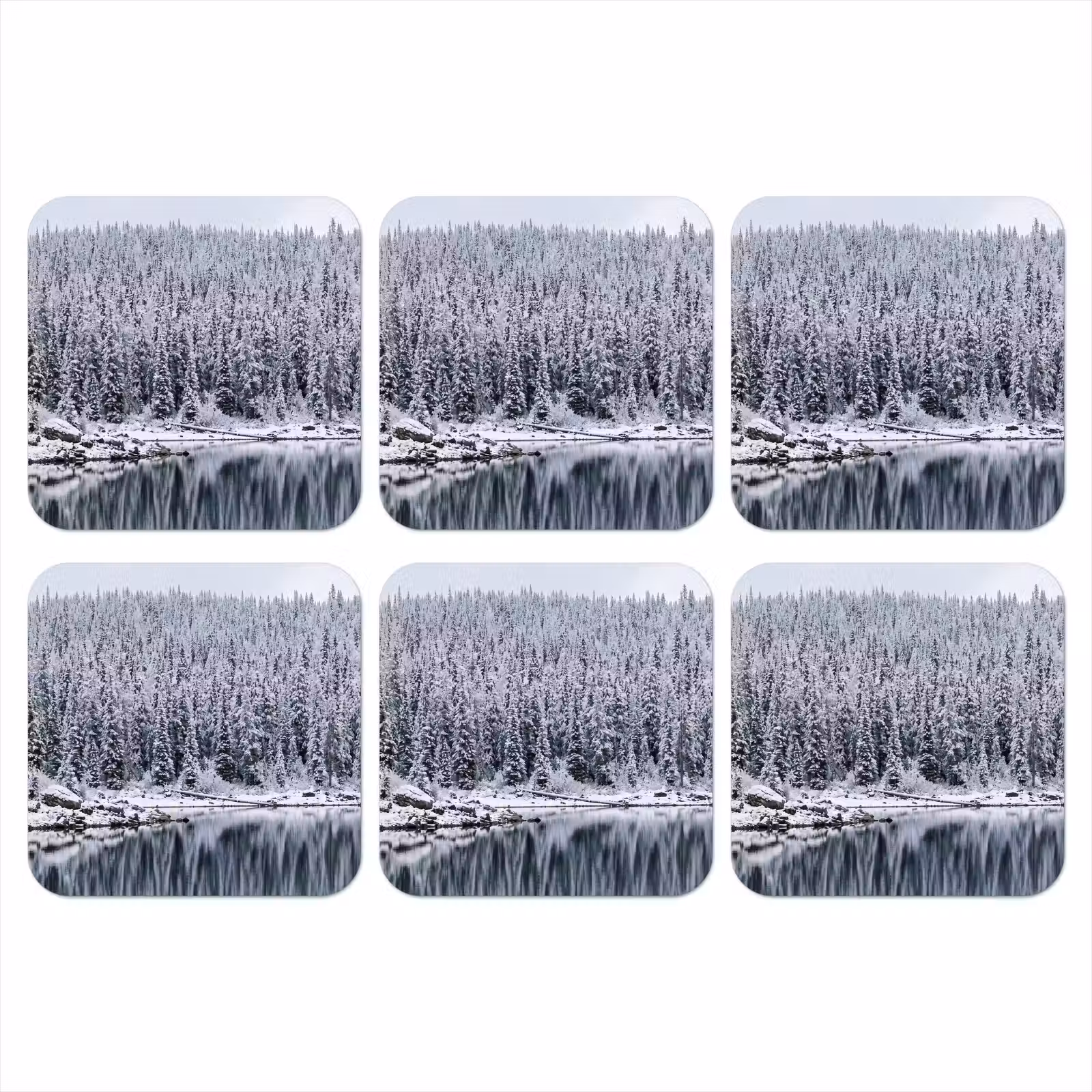 Onderzetter - Bos - Reflectie - Meer - Winter - Serene — 1