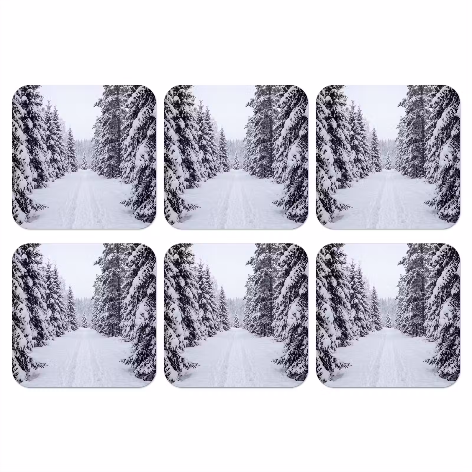 Onderzetter - Bos - Winter - Sneeuw - Pad - Natuur — 1