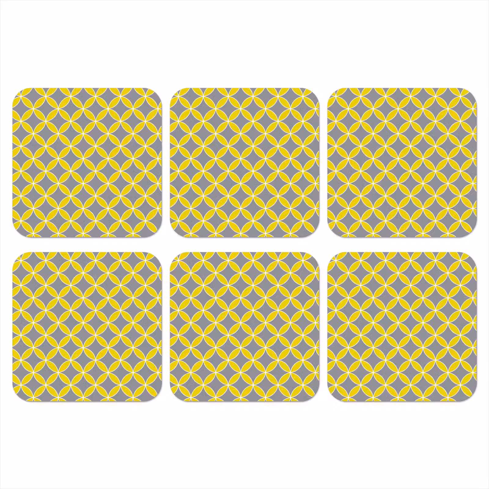 Onderzetter - Geometrisch - Cirkels - Modern - Grijs - Geel — 1