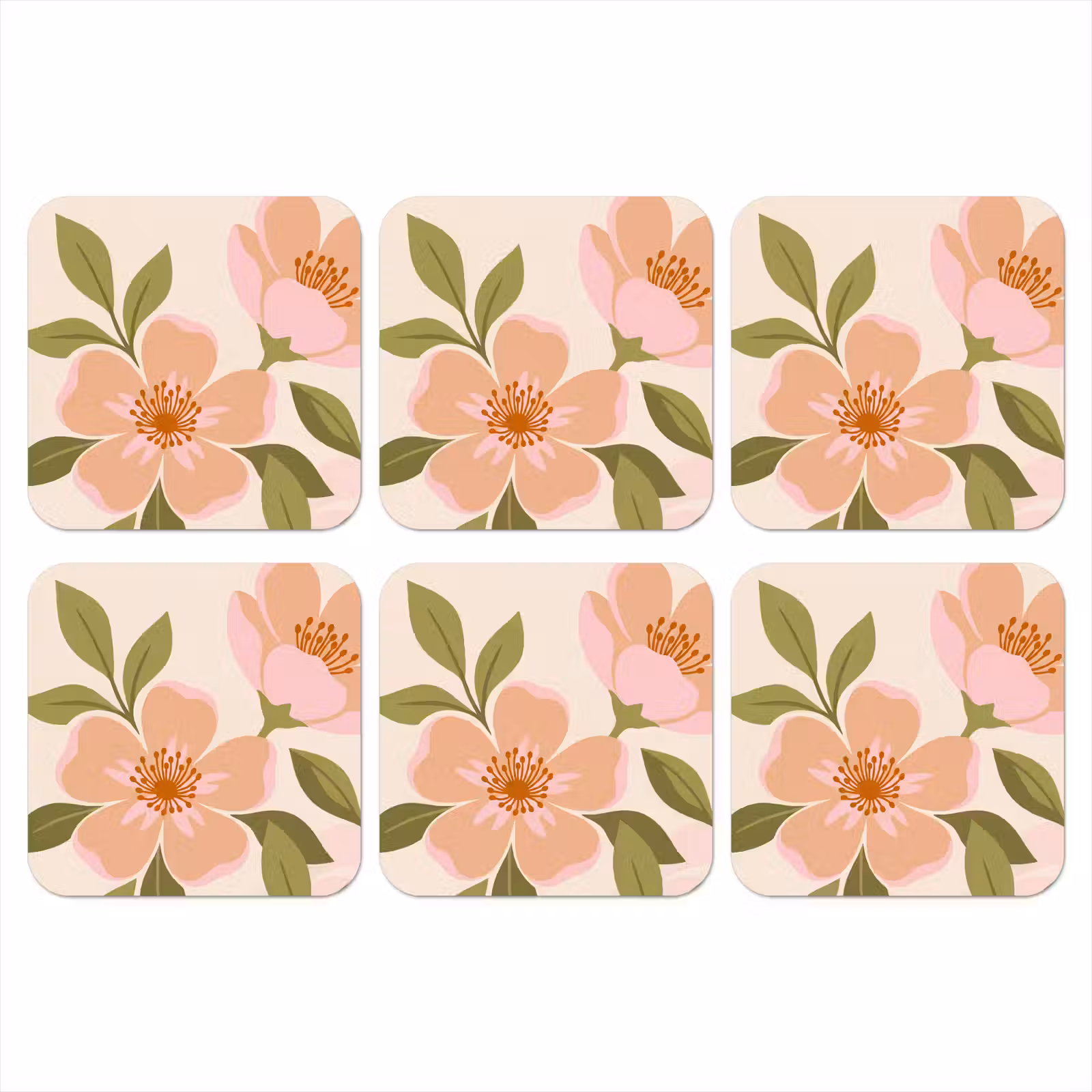Onderzetter - Grafisch - Bloemen - Roze — 1