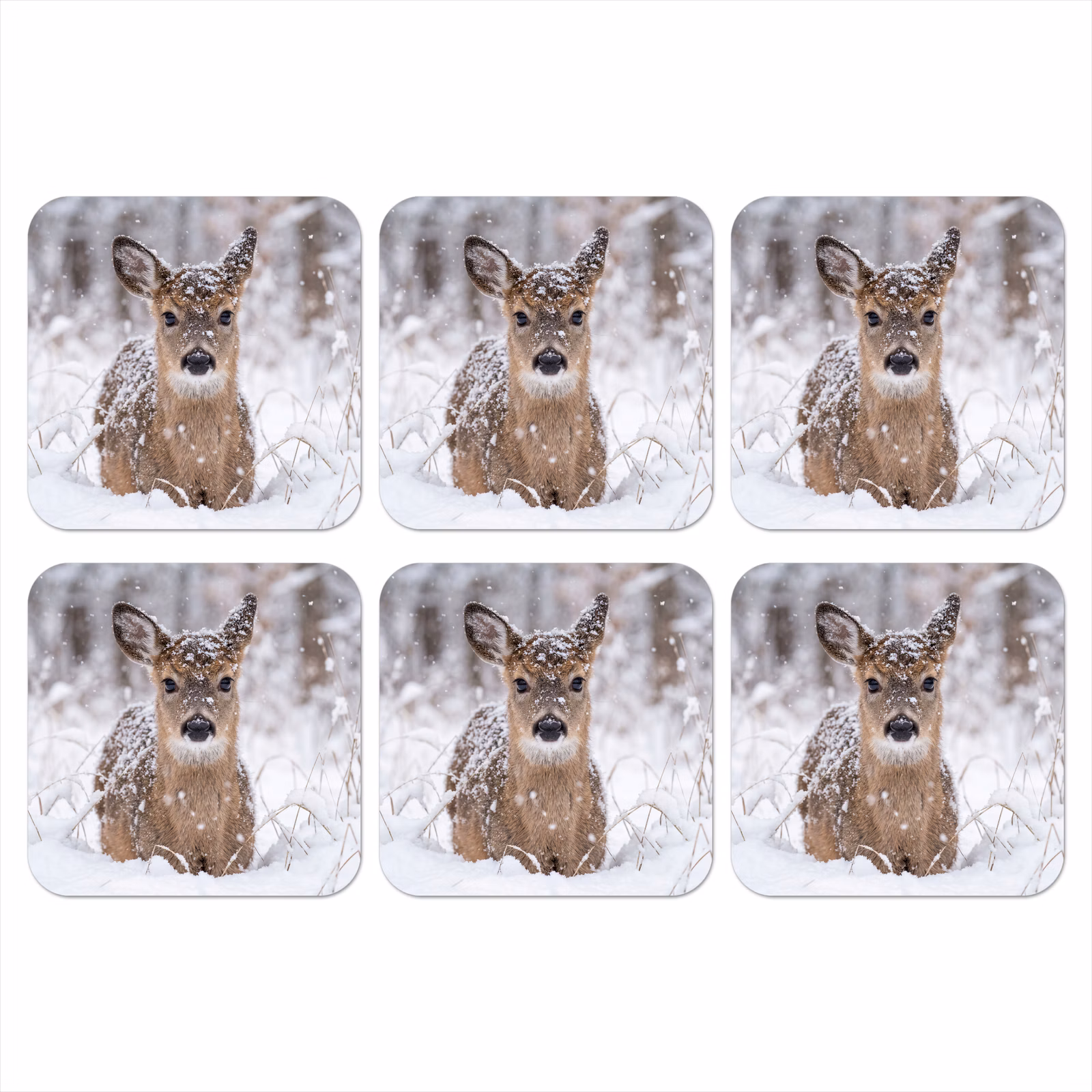 Onderzetter - Hert - Sneeuw - Bos - Dieren - Vertederend — 1