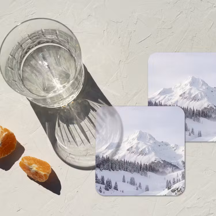 Onderzetter - Berg - Sneeuw - Winter - Natuur - Wit — 3