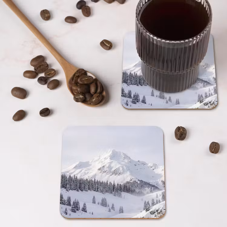 Onderzetter - Berg - Sneeuw - Winter - Natuur - Wit — 4