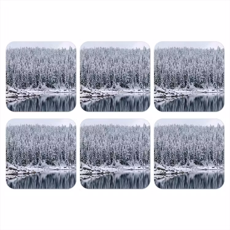 Onderzetter - Bos - Reflectie - Meer - Winter - Serene — 1