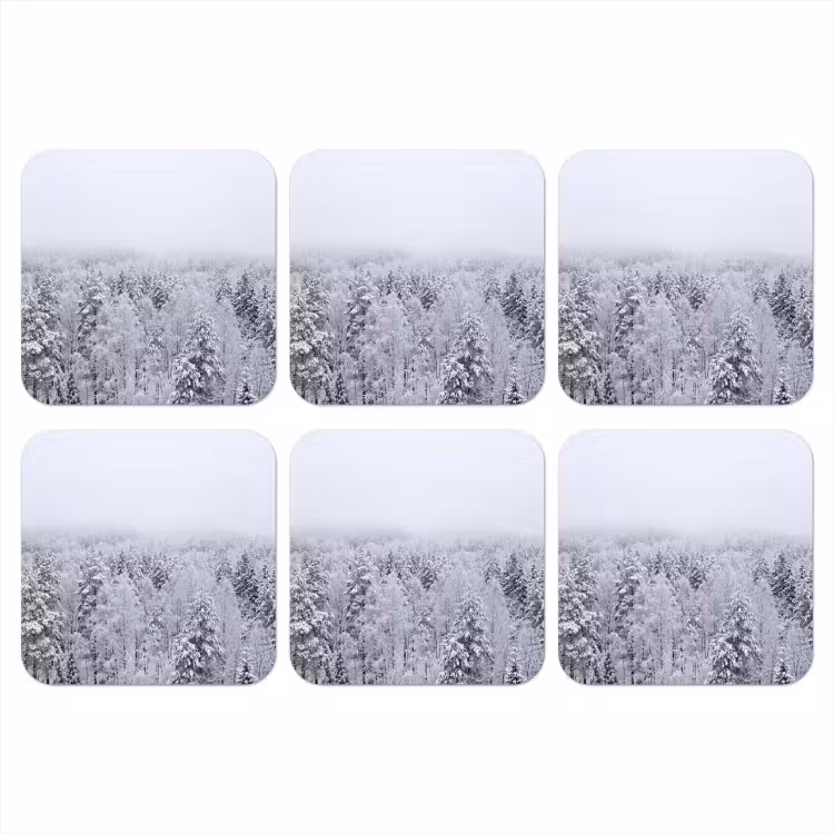 Onderzetter - Bos - Sneeuw - Winter - Natuur - Wit — 1