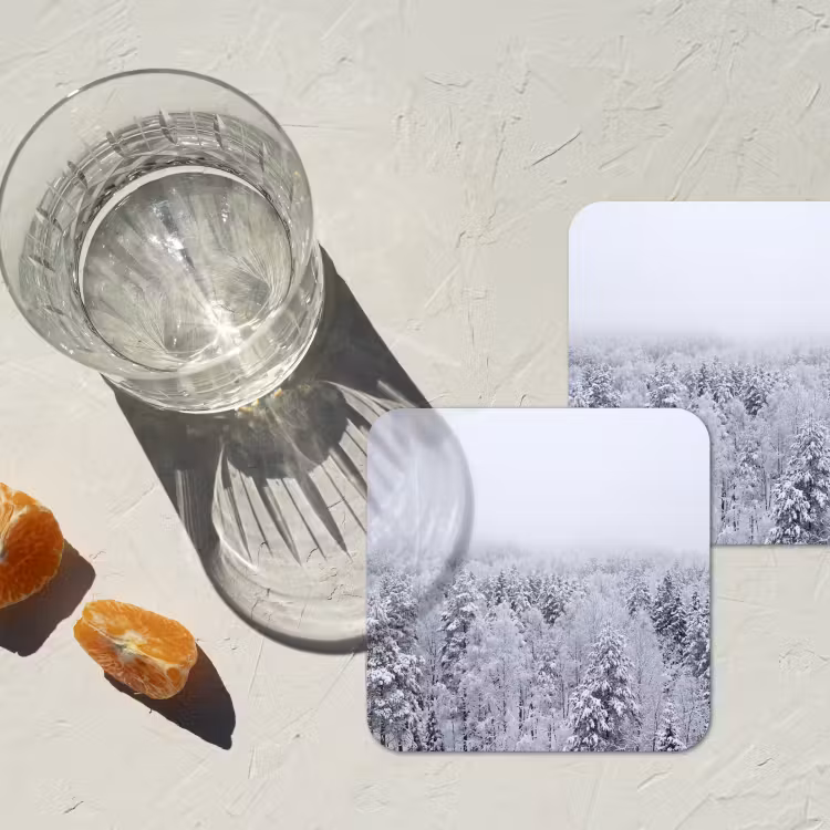 Onderzetter - Bos - Sneeuw - Winter - Natuur - Wit — 3