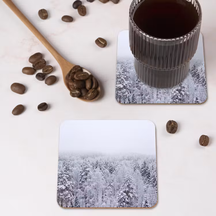 Onderzetter - Bos - Sneeuw - Winter - Natuur - Wit — 4