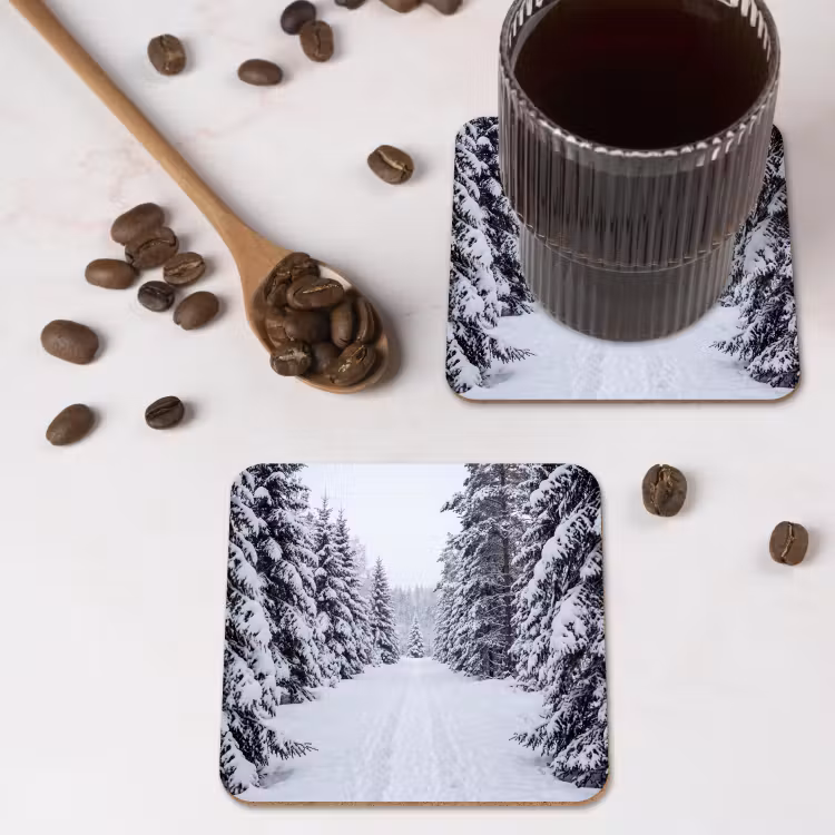Onderzetter - Bos - Winter - Sneeuw - Pad - Natuur — 4