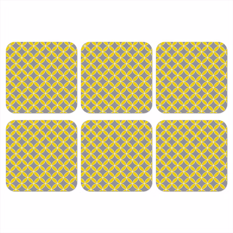 Onderzetter - Geometrisch - Cirkels - Modern - Grijs - Geel — 1