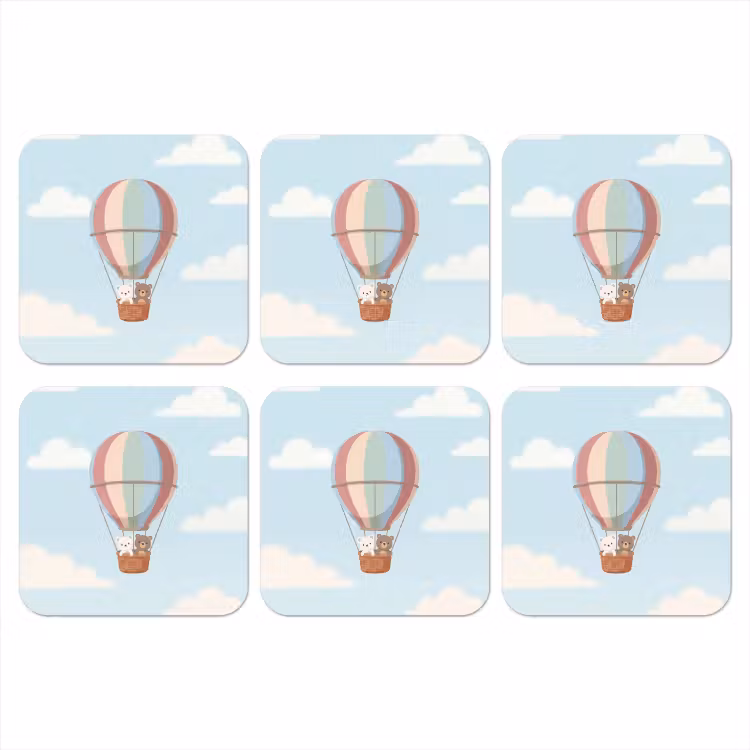 Onderzetter - Luchtballon - Beren - Pastel — 1
