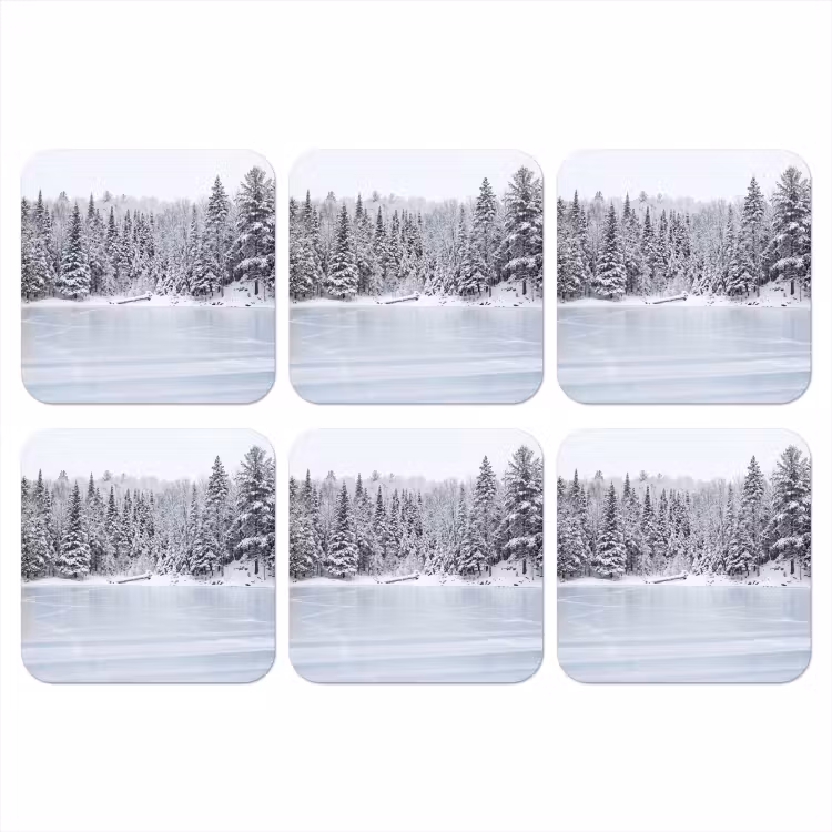 Onderzetter​ - Meer - Dennen - IJs - Winter - Rustgevend — 1