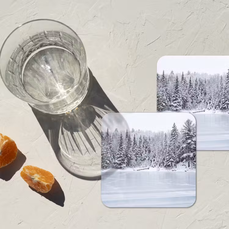 Onderzetter​ - Meer - Dennen - IJs - Winter - Rustgevend — 3