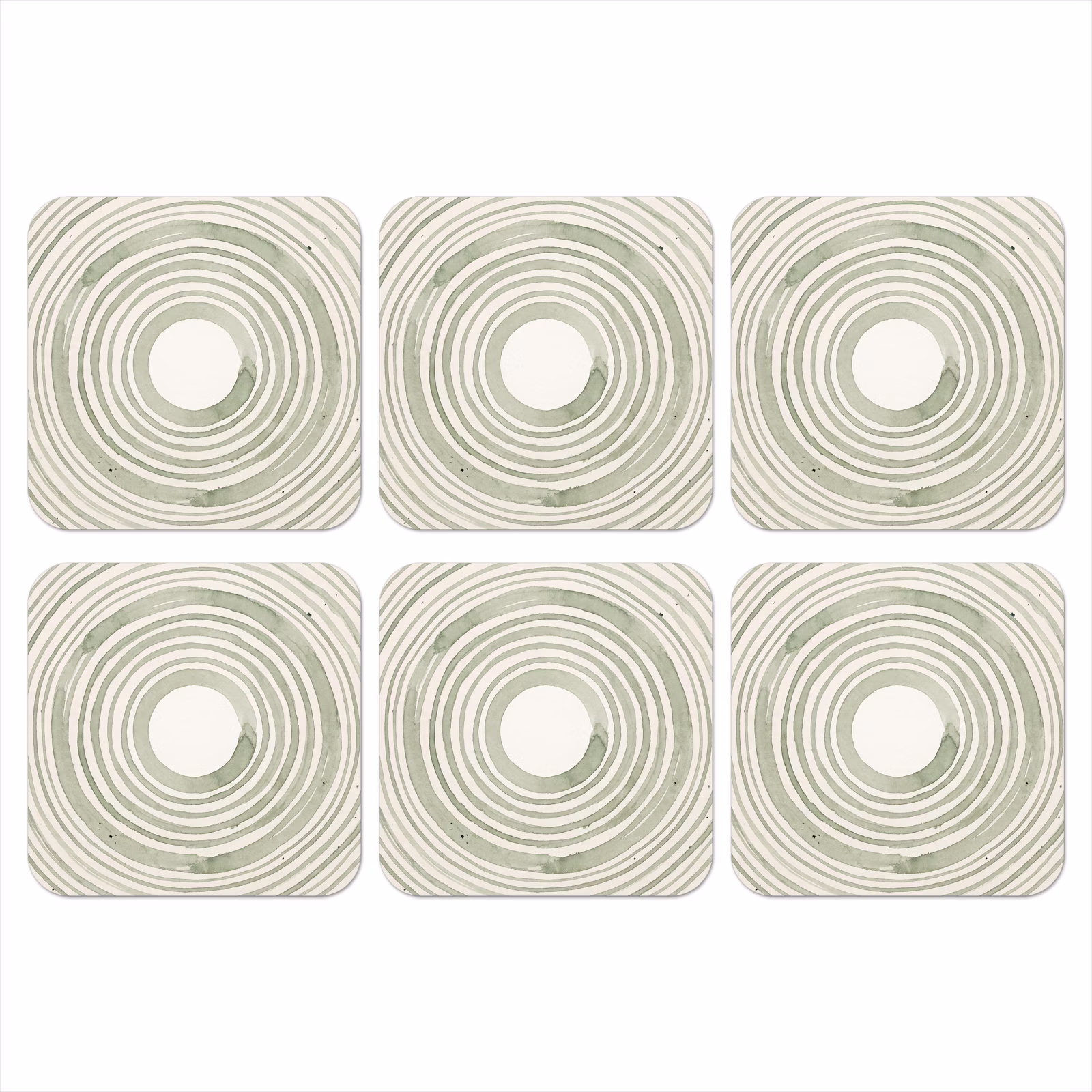 Onderzetter - Abstractie - Cirkels - Waterverf - Groen - Modern — 1