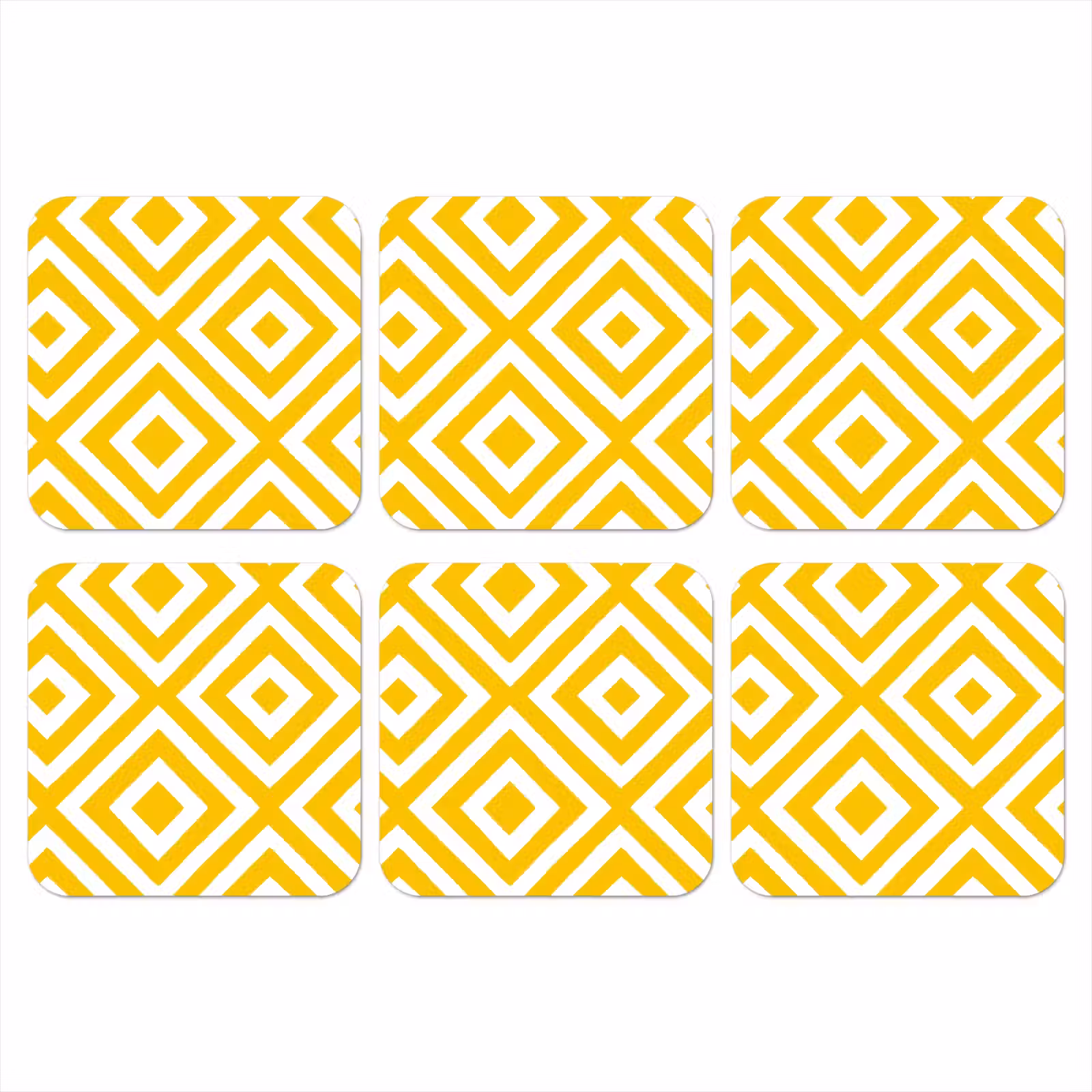 Onderzetter - Geometrisch - Lijnen - Modern - Geel - Wit — 1