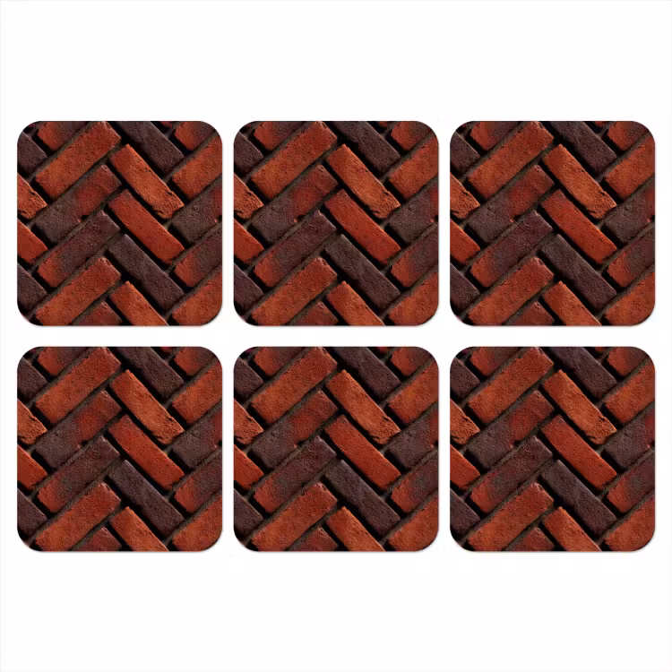 Onderzetter​ - Bakstenen - Visgraat - Structuur - Roodbruin — 1