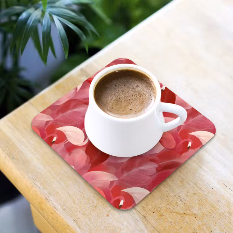 Onderzetter - Flamingo - Botanisch - Elegant - Roze - Rood — 2