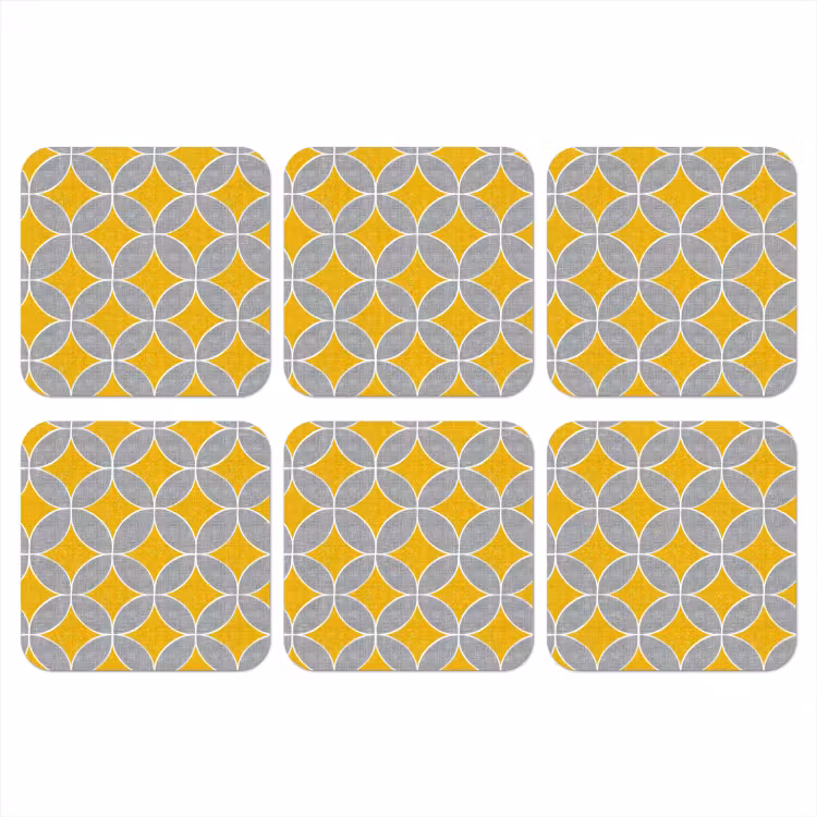 Onderzetter​ - Geometrisch - Cirkels - Textuur - Grijs - Geel — 1