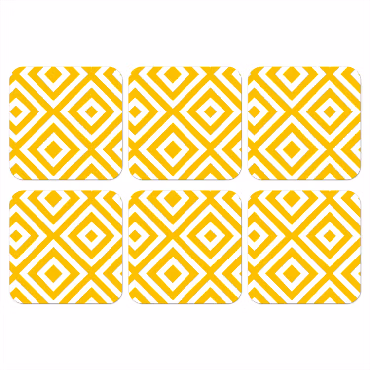 Onderzetter - Geometrisch - Lijnen - Modern - Geel - Wit — 1