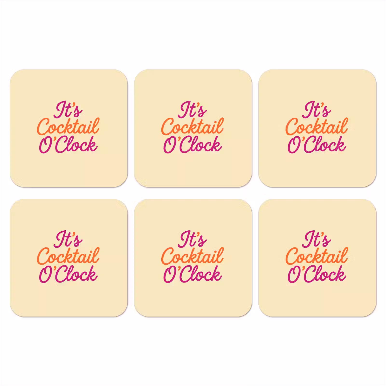 Onderzetter - Cocktail O'Clock - Geel - Retro — 1