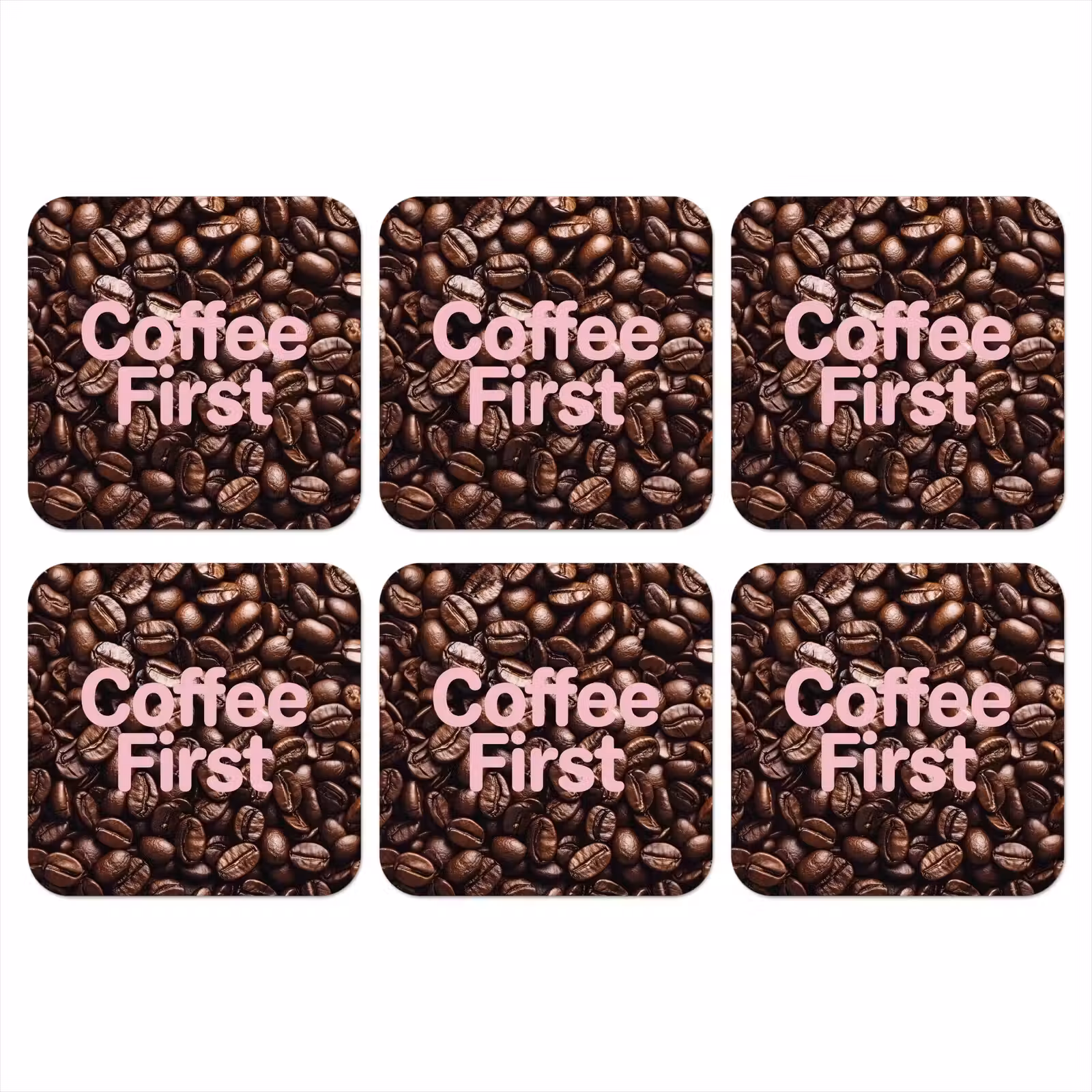 Onderzetter - Coffee First - Koffiebonen - Roze — 1
