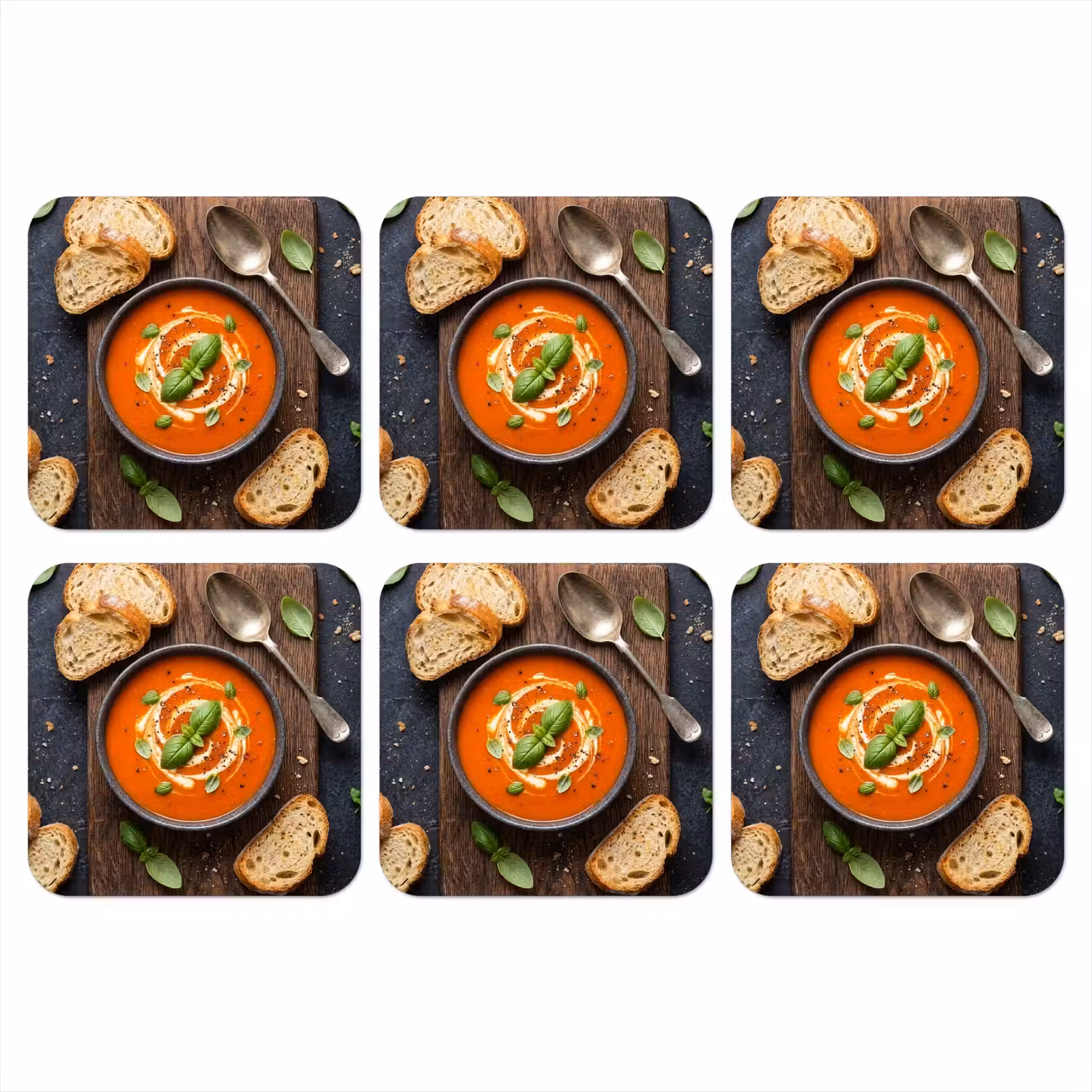 Onderzetter - Eten - Soep - Basilicum - Rustiek - Rood — 1