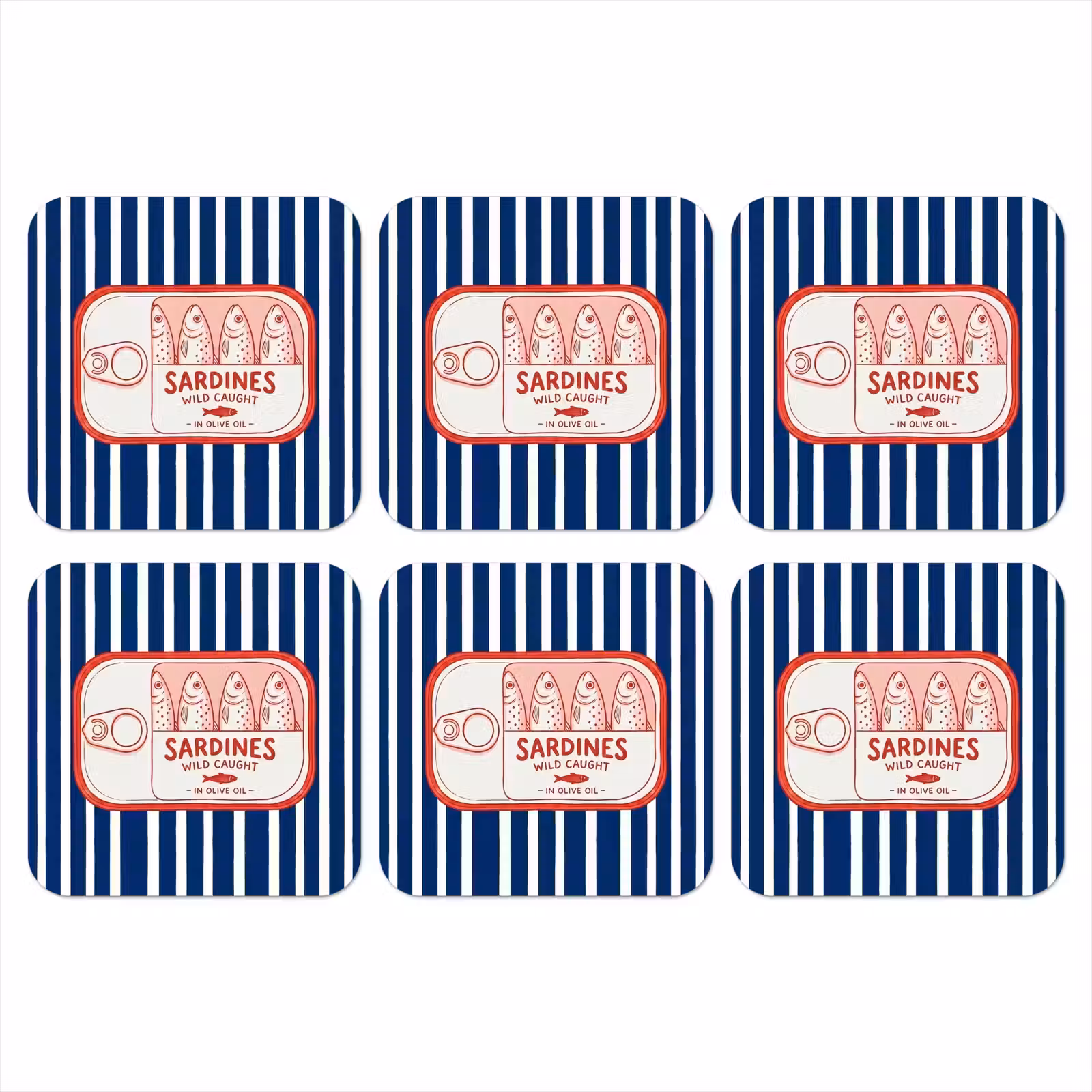Onderzetter - Eten - Vis - Blik - Illustratie - Rood — 1