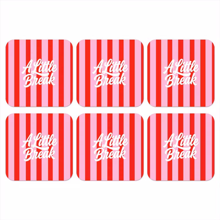 Onderzetter - A Little Break - Strepen - Rood - Roze — 1