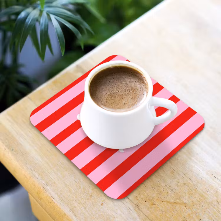 Onderzetter - A Little Break - Strepen - Rood - Roze — 2