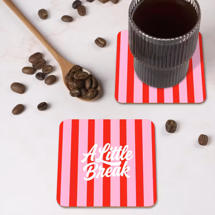 Onderzetter - A Little Break - Strepen - Rood - Roze — 4