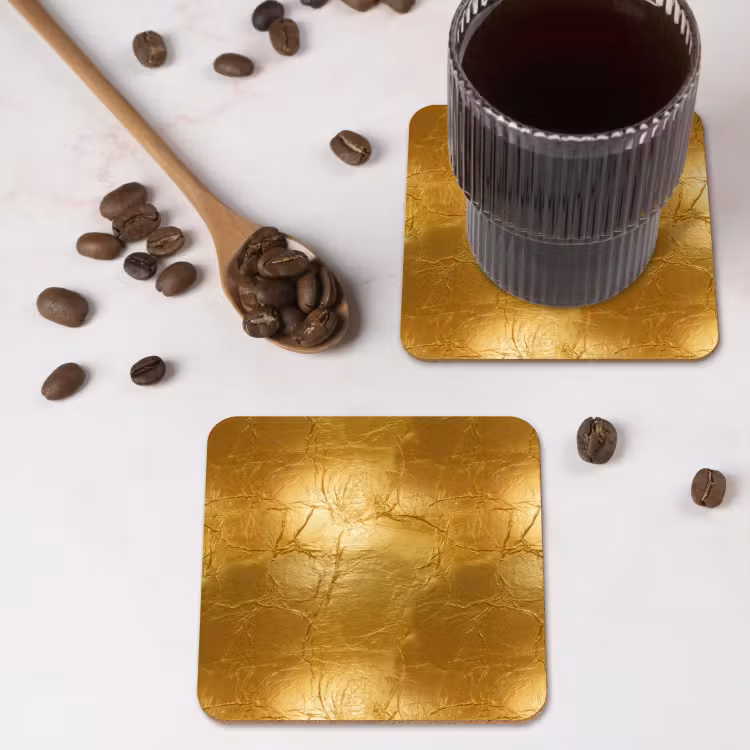 Onderzetter - Bladgoud - Vintage - Textuur - Warm Goud — 4