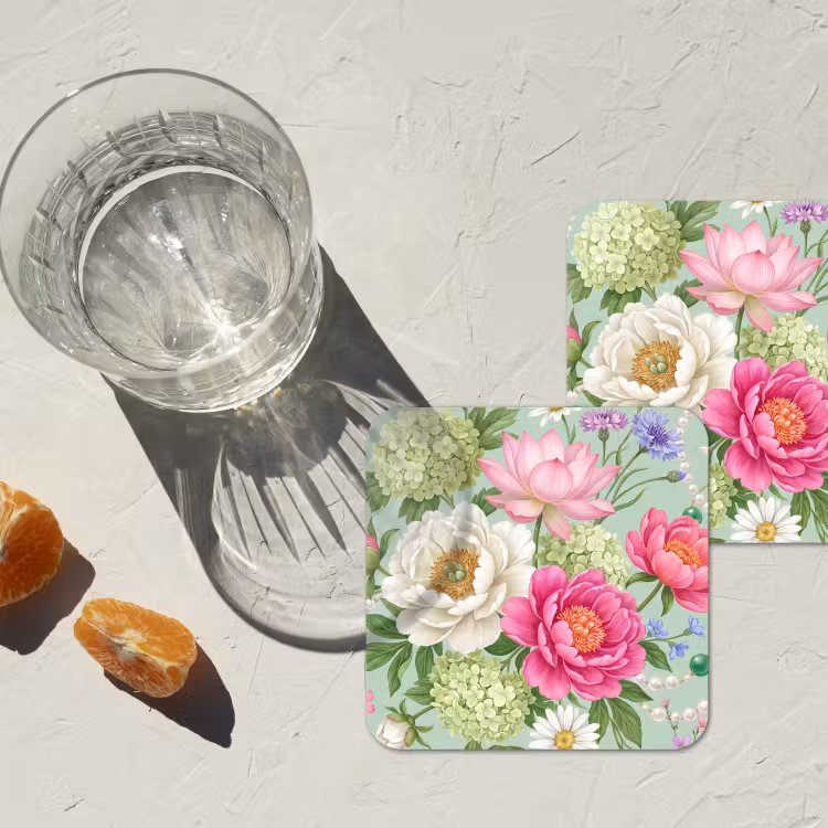 Onderzetter - Bloemen - Patroon - Botanisch - Groen — 3