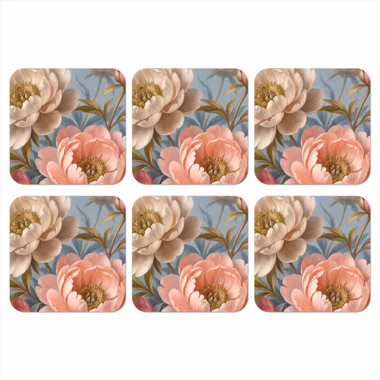 Onderzetter - Bloemen - Roze - Beige - Modern - Natuur — 1