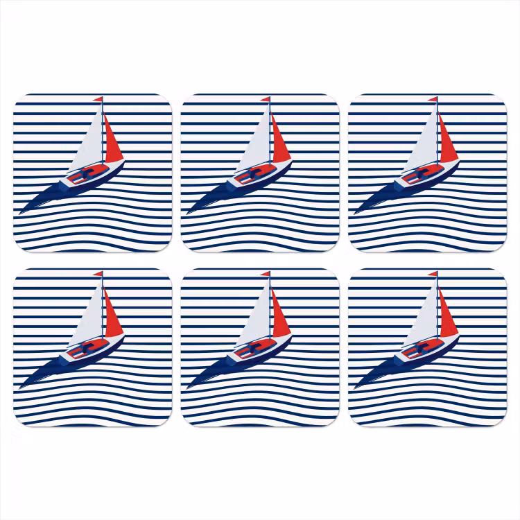 Onderzetter - Boot - Water - Abstract - Blauw — 1