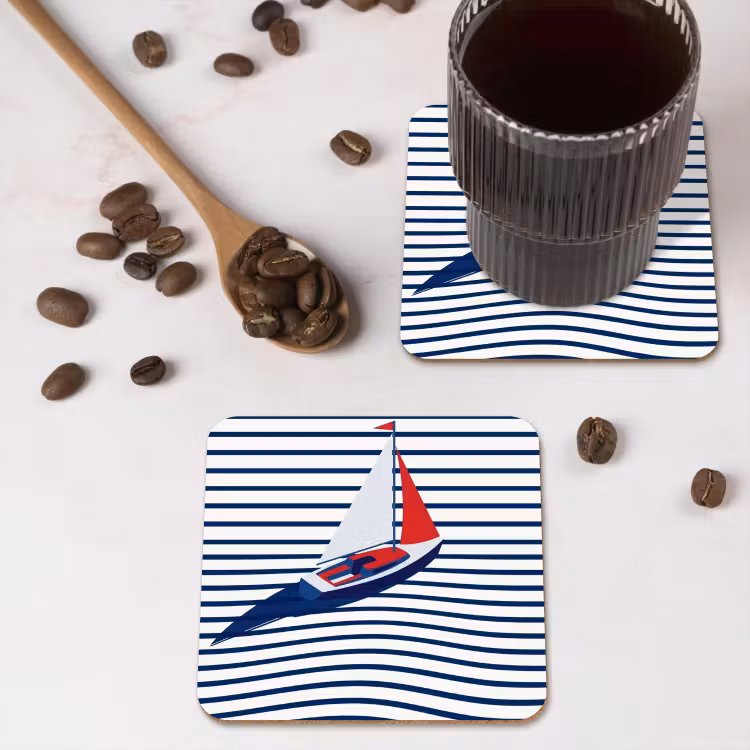 Onderzetter - Boot - Water - Abstract - Blauw — 4