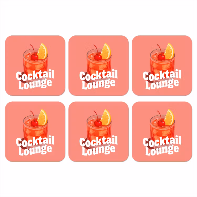 Onderzetter​ - Cocktail Lounge - Glas - Koraal — 1