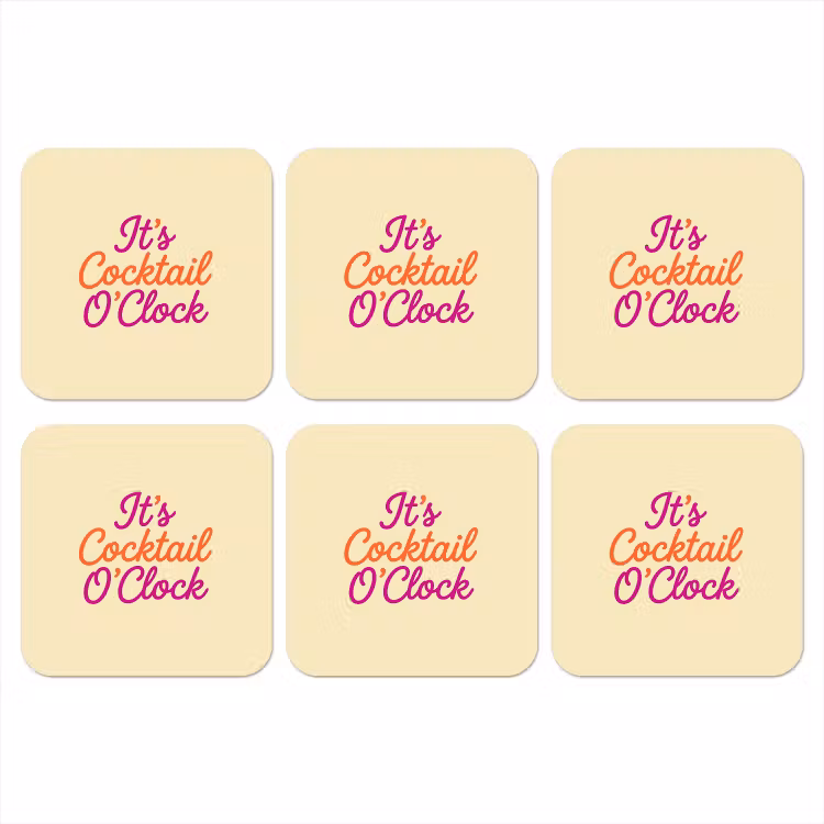 Onderzetter - Cocktail O'Clock - Geel - Retro — 1