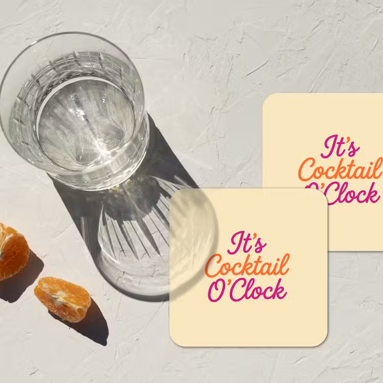 Onderzetter - Cocktail O'Clock - Geel - Retro — 3
