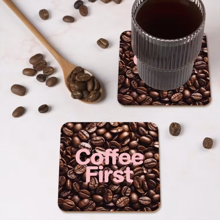 Onderzetter - Coffee First - Koffiebonen - Roze — 4