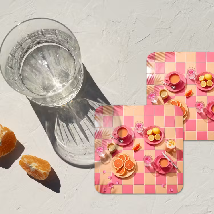 Onderzetter - Eten - Citrusvruchten - Stillevens - Roze - Oranje — 3
