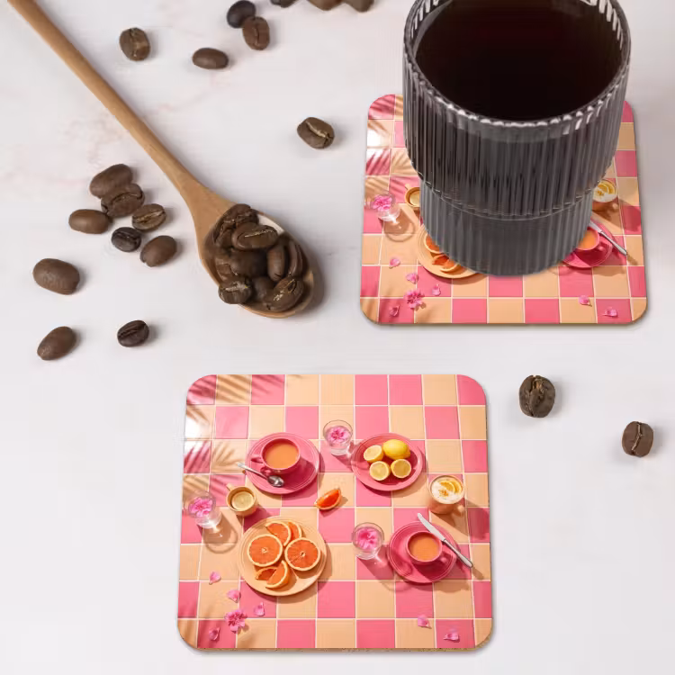 Onderzetter - Eten - Citrusvruchten - Stillevens - Roze - Oranje — 4