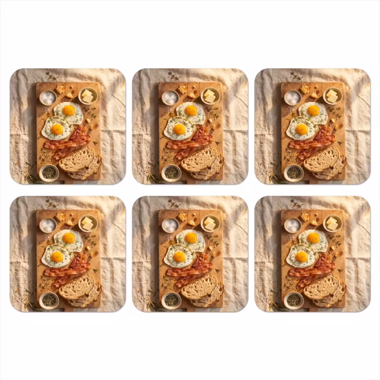 Onderzetter - Eten - Ontbijt - Hout - Rustiek - Geel — 1